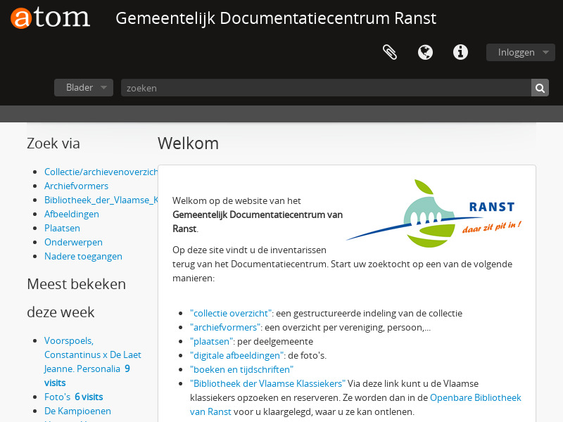 Screenshot van website