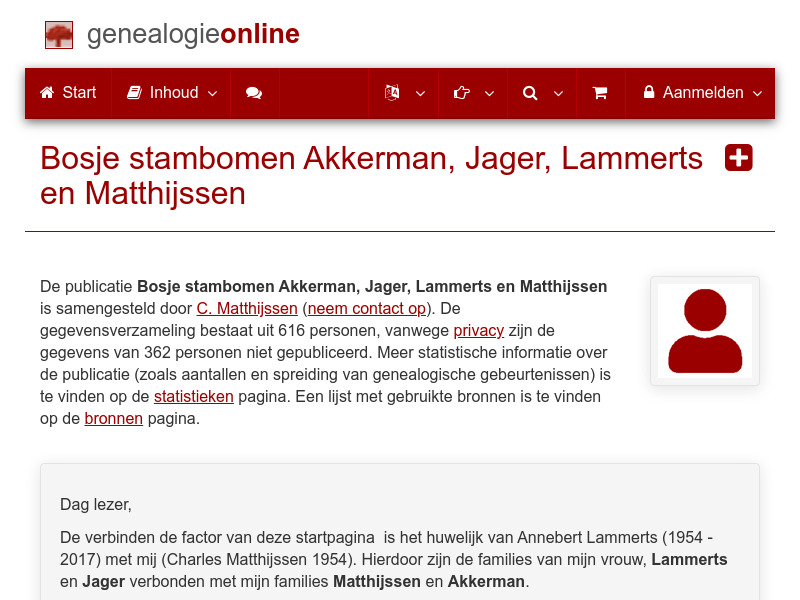 Screenshot van website