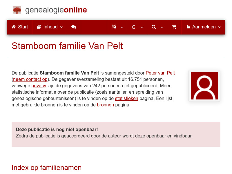 Screenshot van website