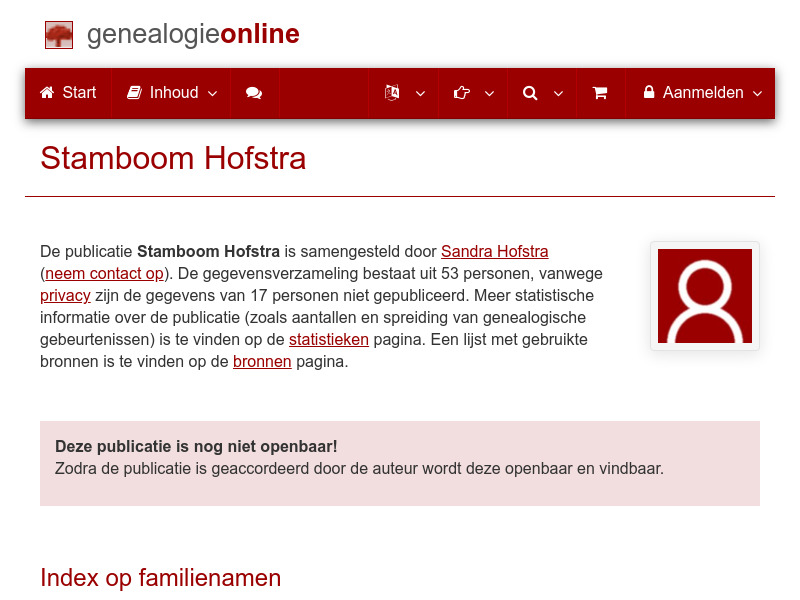 Screenshot van website