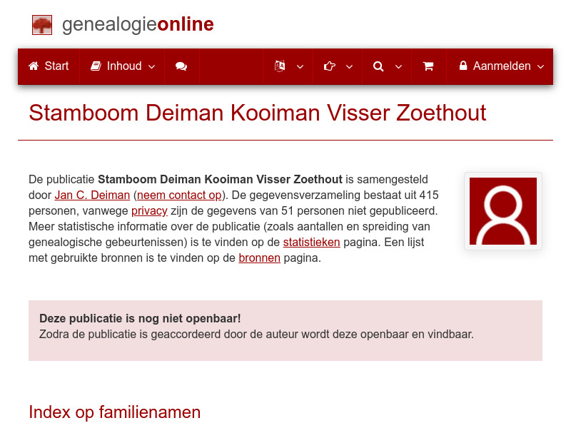 Screenshot van website