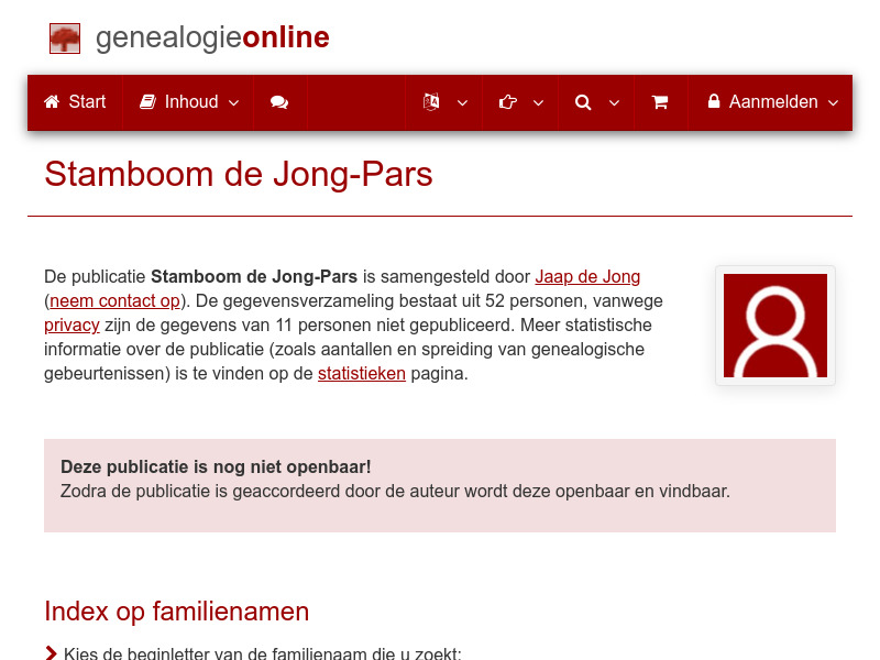 Screenshot van website