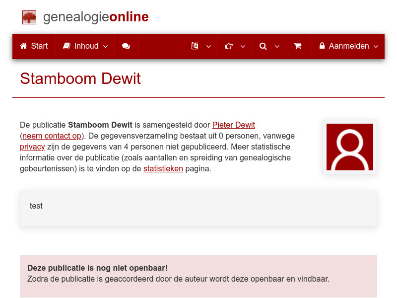 Screenshot van website