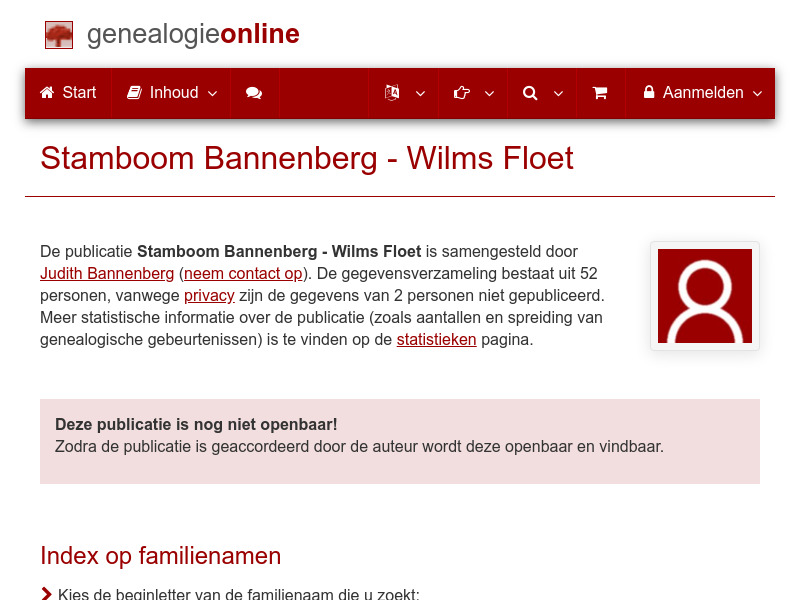Screenshot van website
