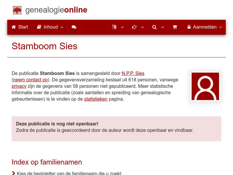 Screenshot van website