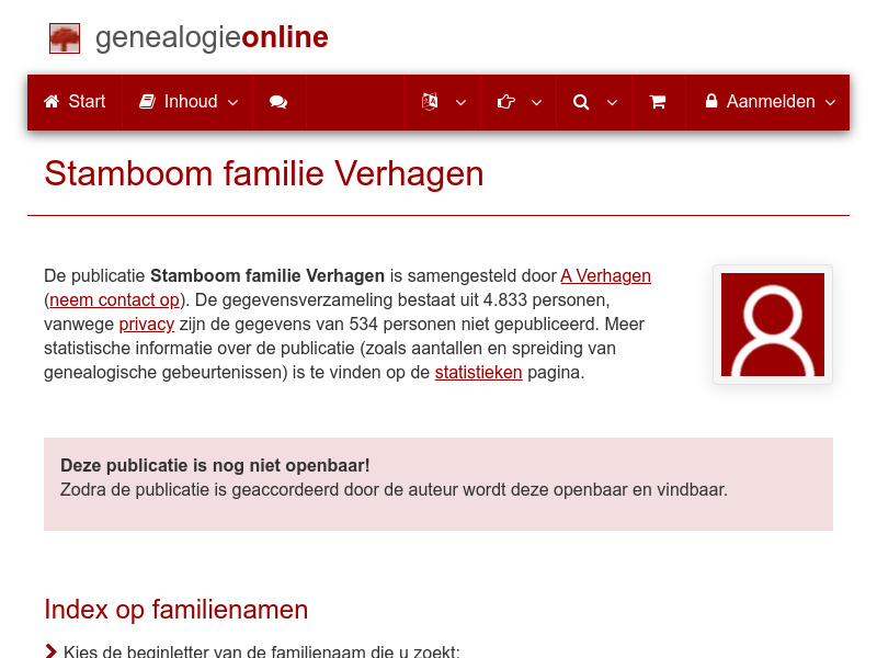 Screenshot van website