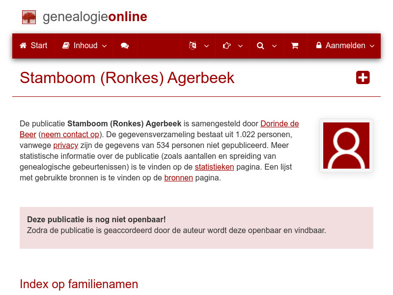 Screenshot van website