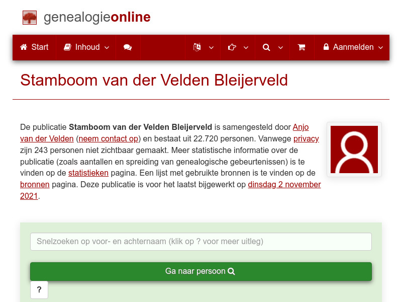 Screenshot van website