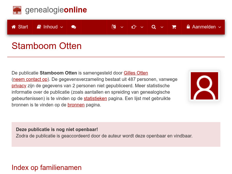 Screenshot van website
