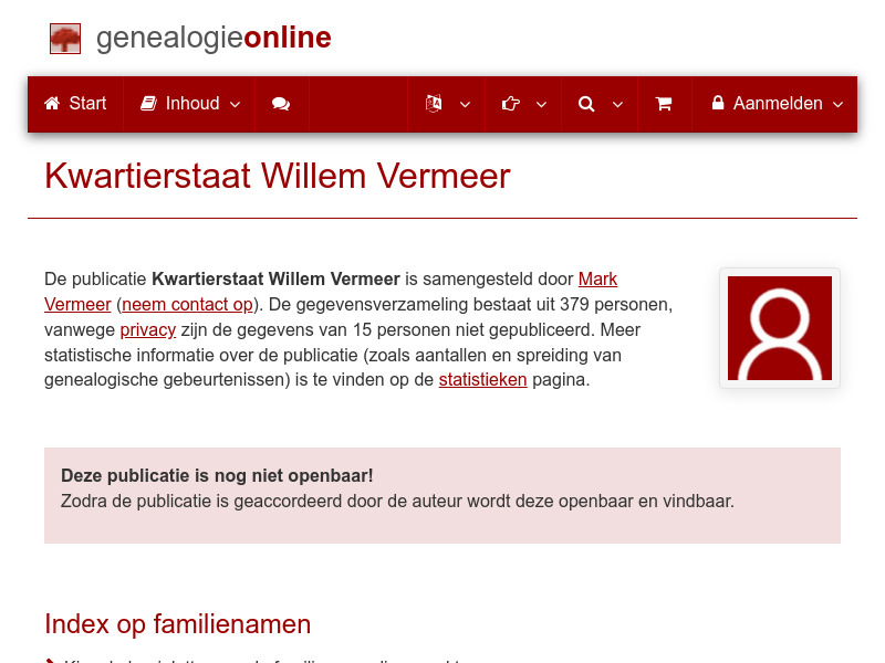 Screenshot van website