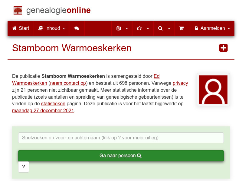 Screenshot van website