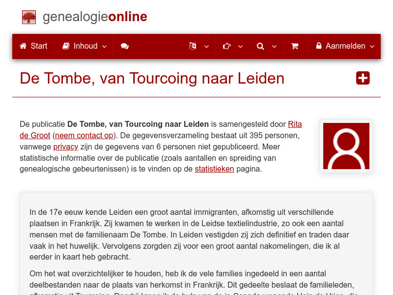 Screenshot van website