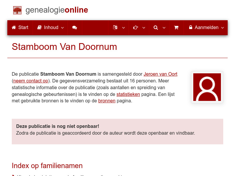 Screenshot van website
