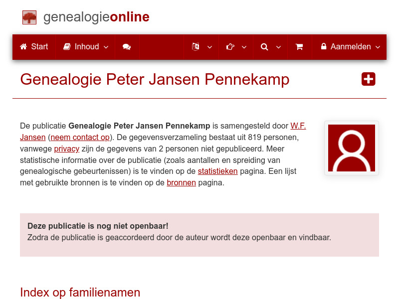 Screenshot van website
