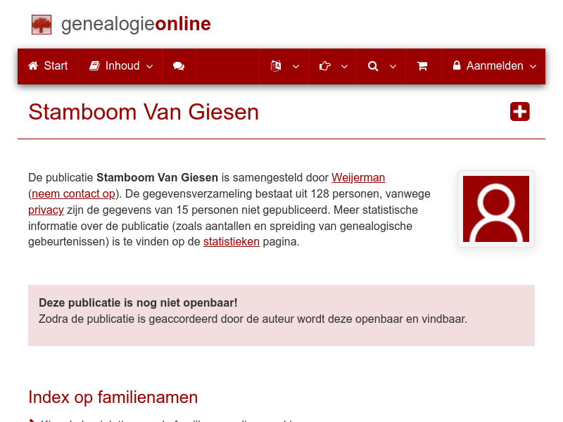 Screenshot van website