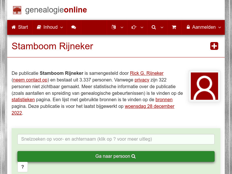 Screenshot van website