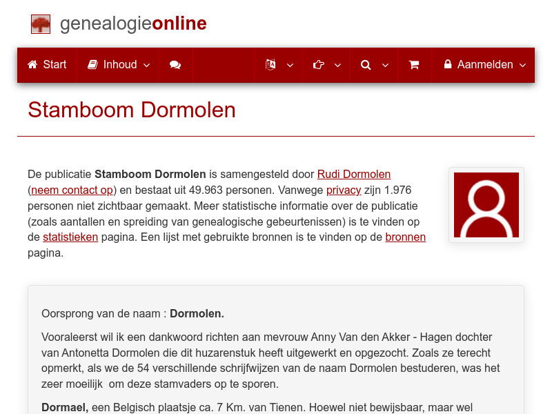 Screenshot van website