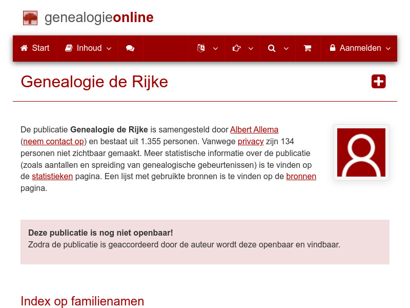 Screenshot van website