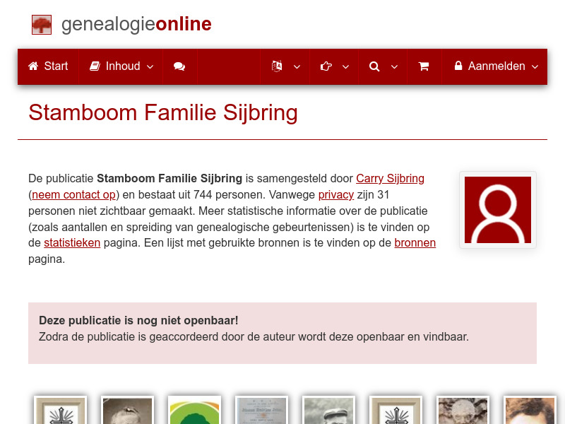 Screenshot van website