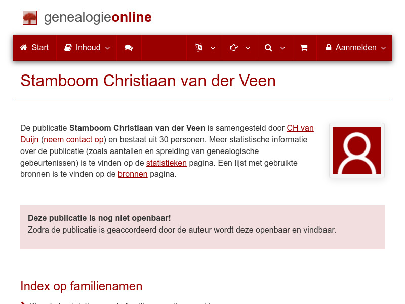 Screenshot van website