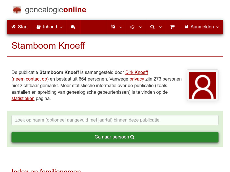 Screenshot van website