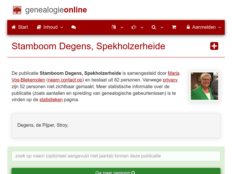 Screenshot van website