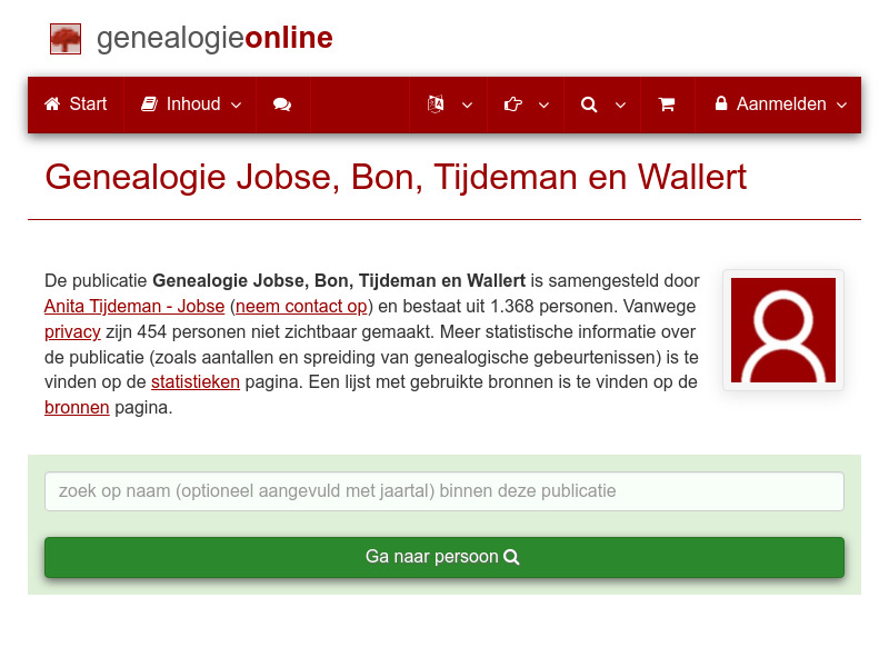 Screenshot van website