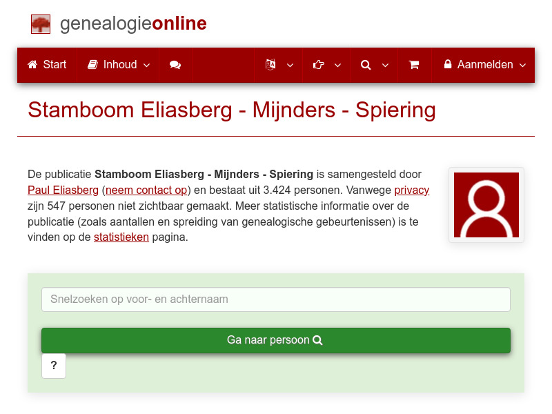 Screenshot van website