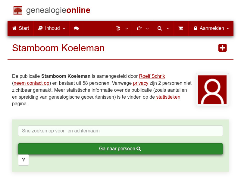 Screenshot van website