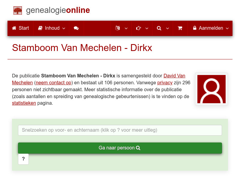 Screenshot van website