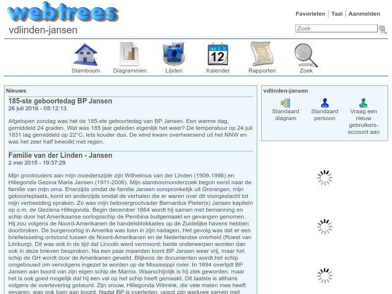 Screenshot van website