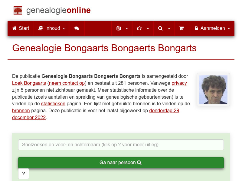 Screenshot van website