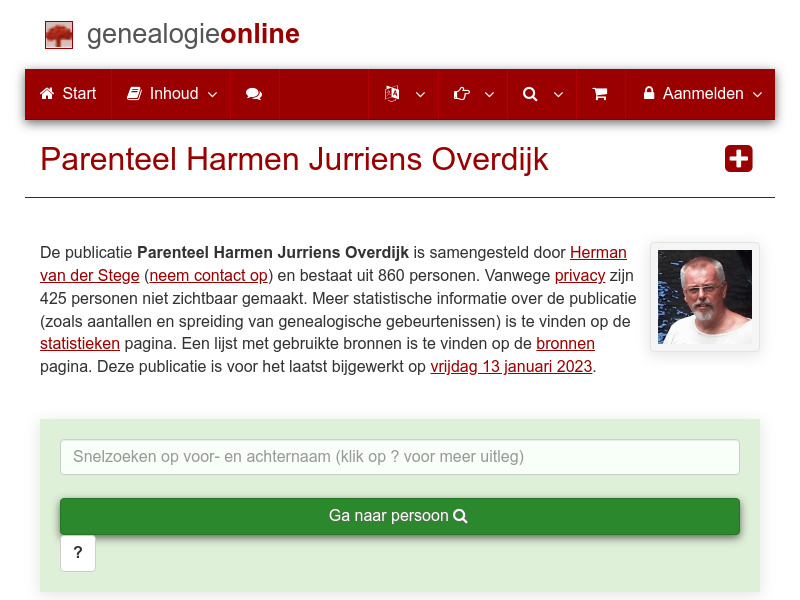Screenshot van website