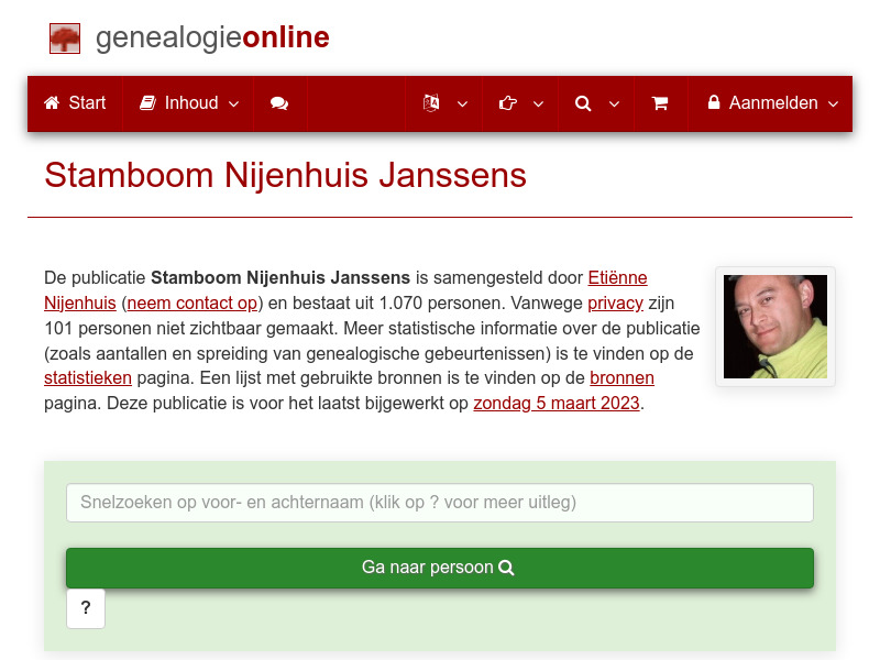 Screenshot van website