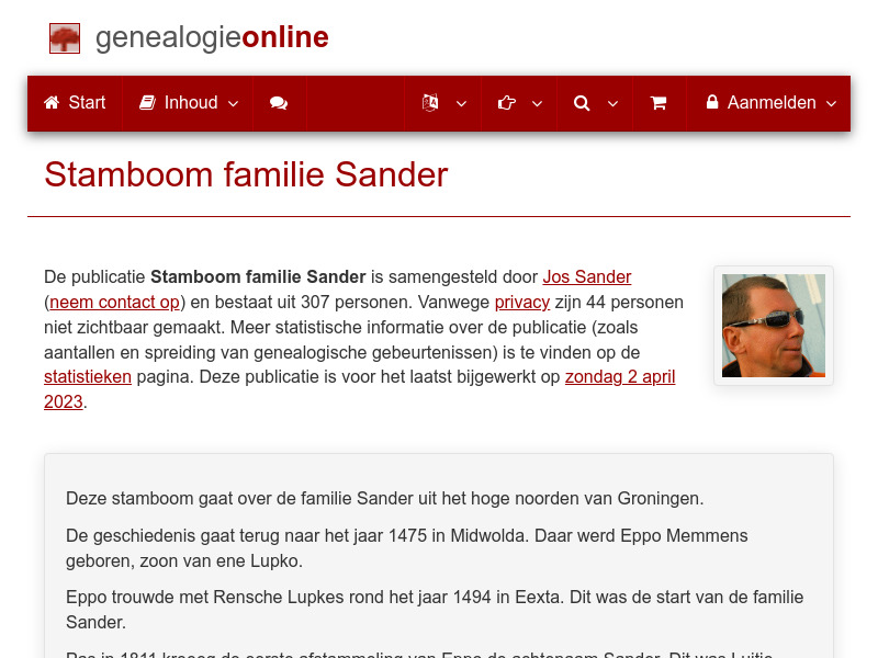 Screenshot van website