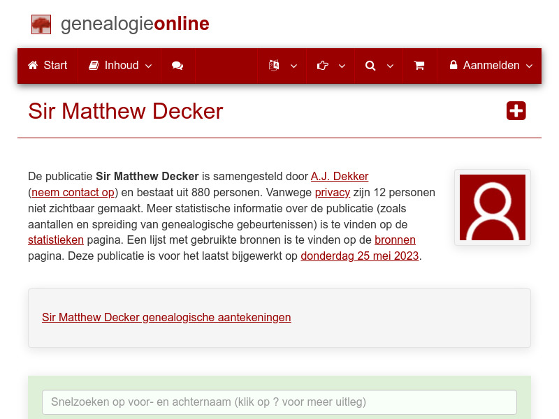 Screenshot van website