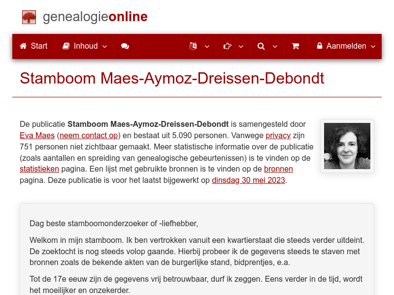 Screenshot van website