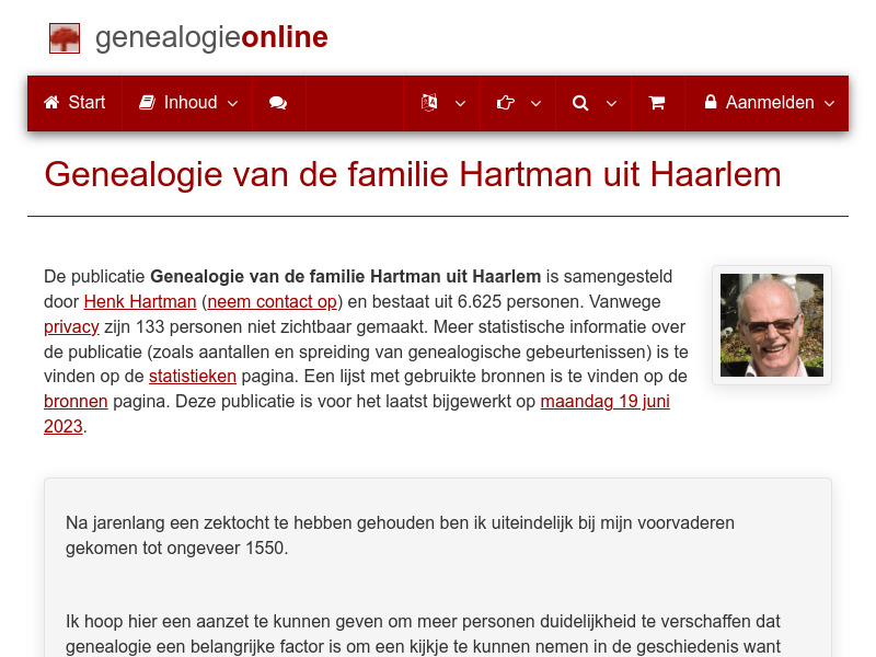 Screenshot van website