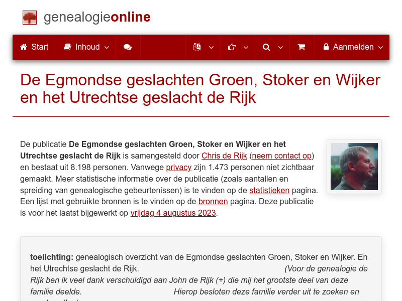 Screenshot van website