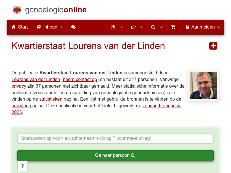Screenshot van website