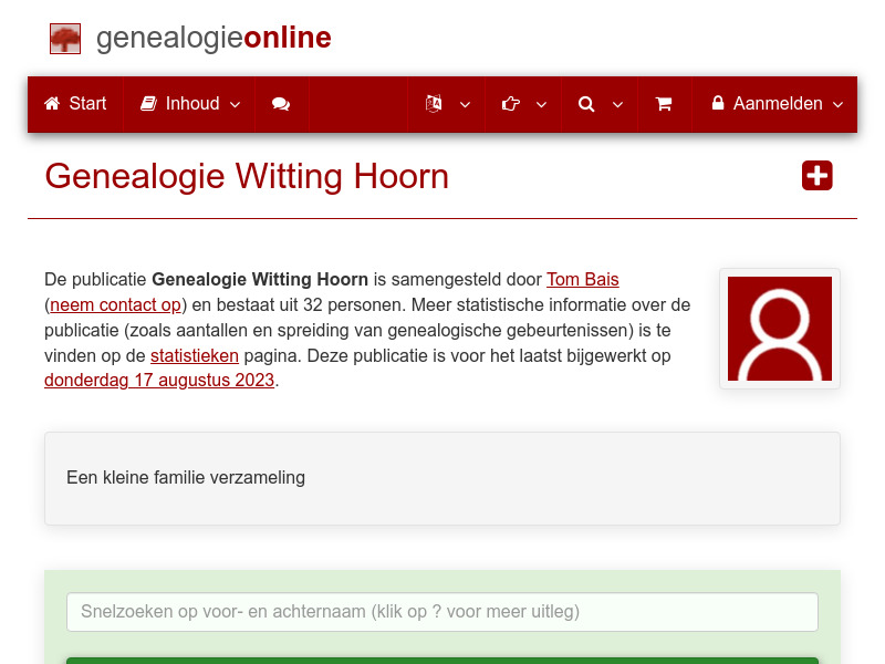 Screenshot van website