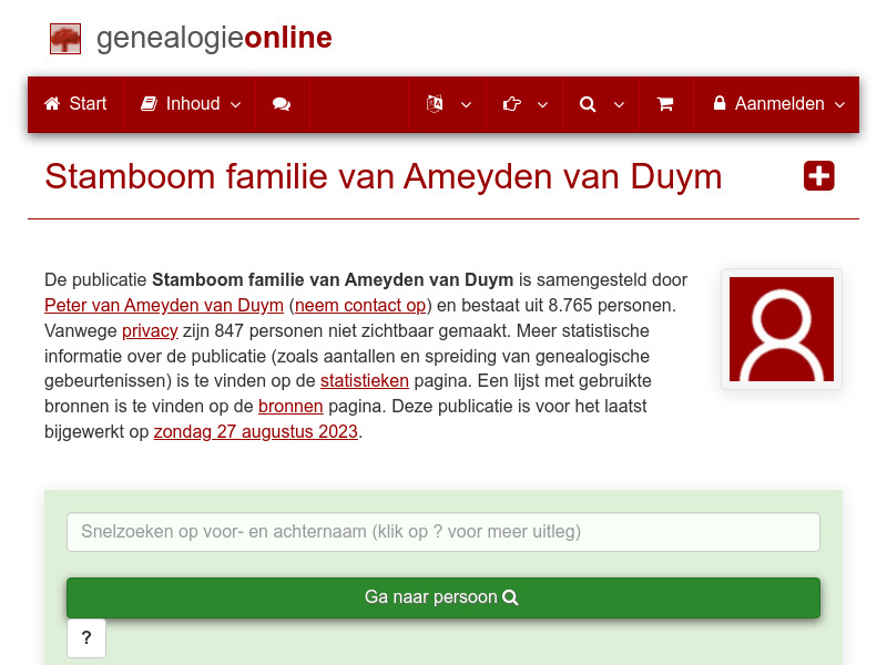 Screenshot van website