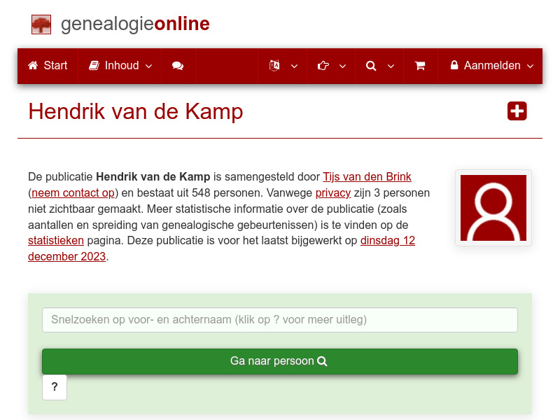 Screenshot van website