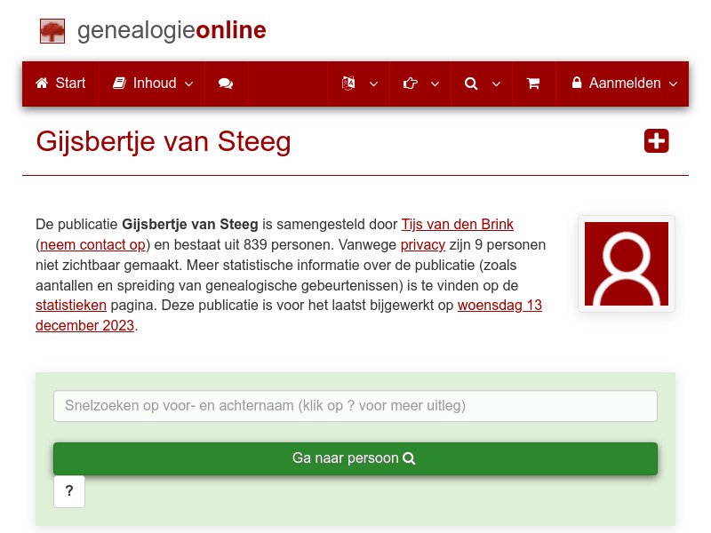 Screenshot van website