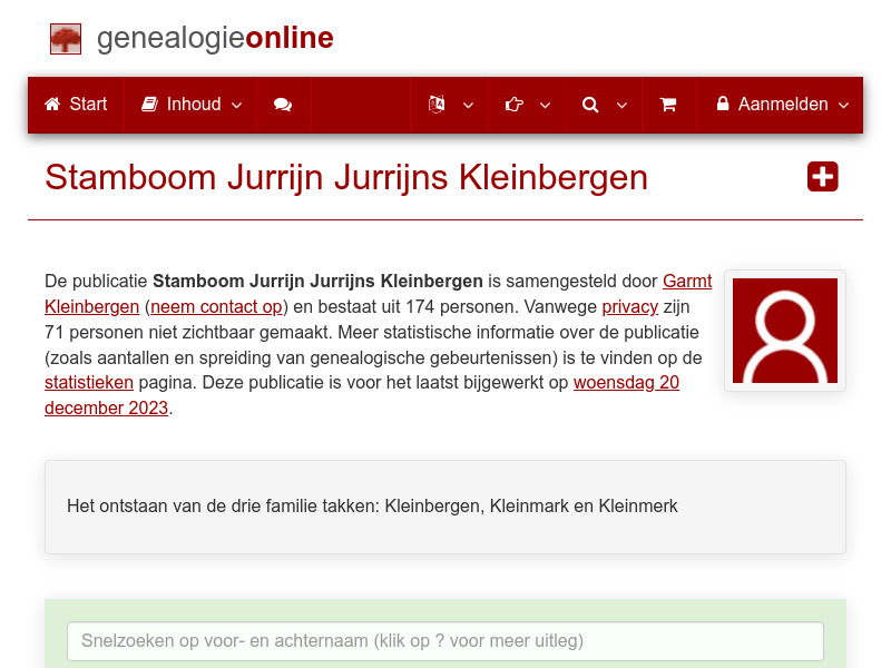 Screenshot van website