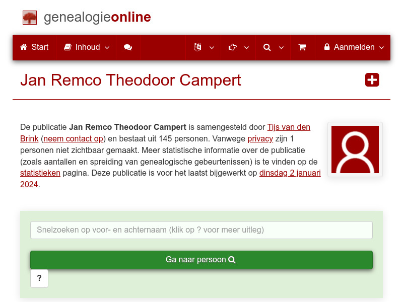 Screenshot van website