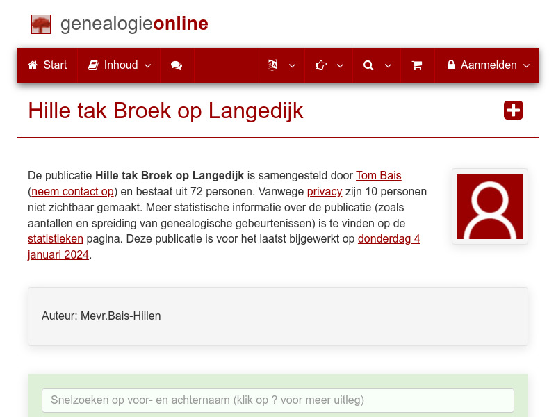 Screenshot van website