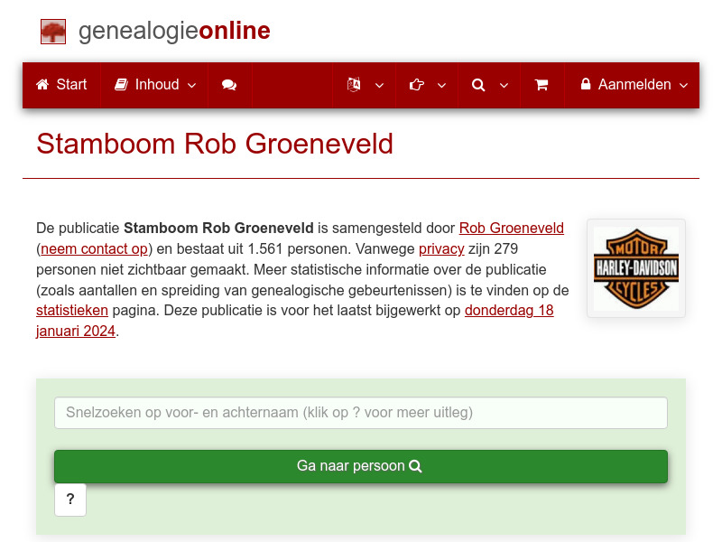 Screenshot van website