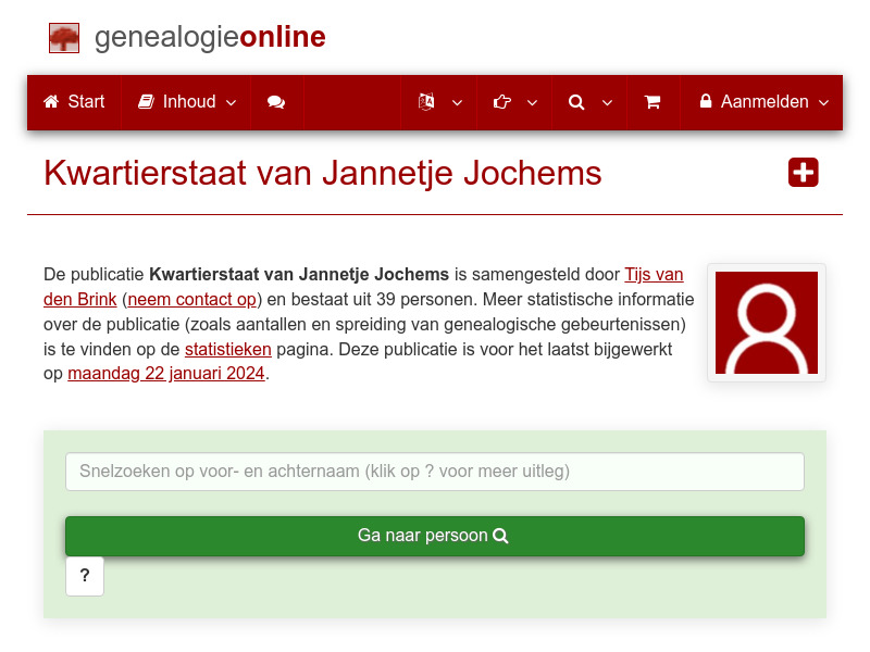 Screenshot van website