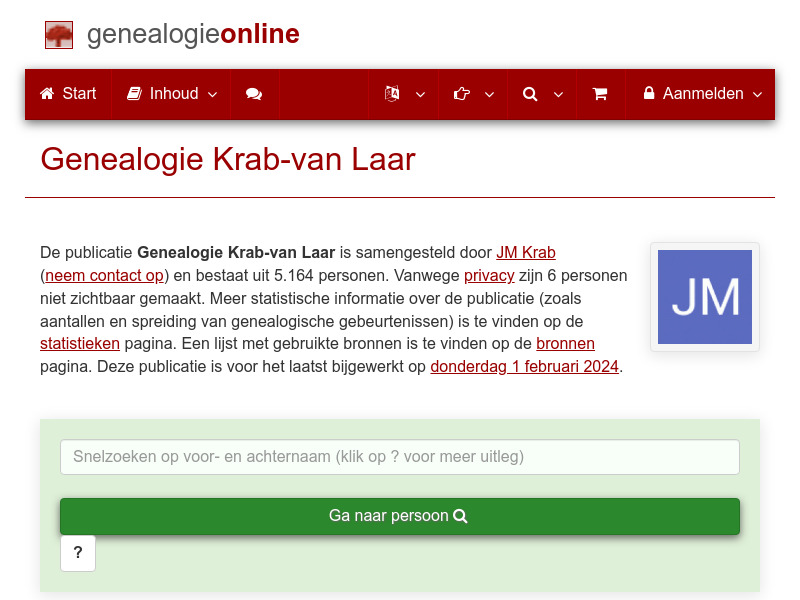 Screenshot van website